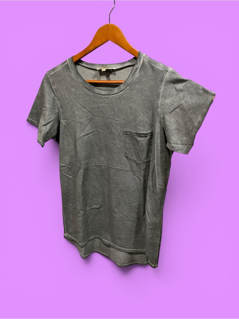 Cute oversized Y2K washed gray pocket t-shirt long streetwear normcore